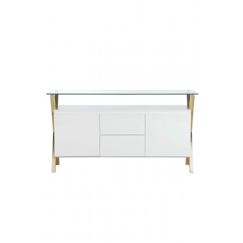 Gold Beverly Buffet White