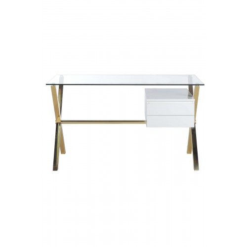 Gold Beverly Desk Small White