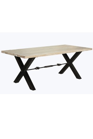 Calvin Dining Table Antique White and Smoke